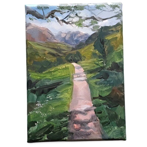 Mountain spring, Original Landscape Painting, 5x7 Mini Art - Picture 14 of 14